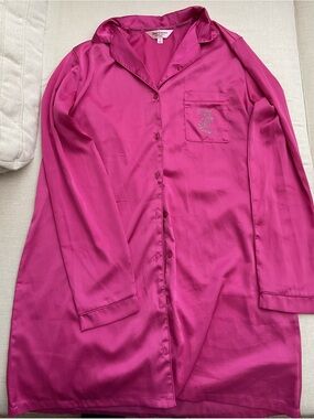Juicy Couture Hot Pink Satin Nightshirt with Embellished Pocket